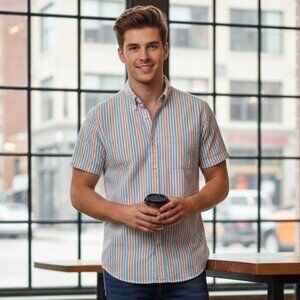 J. Crew Multicolor Striped Button Down Short Sleeve Shirt